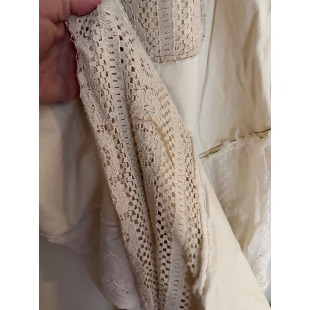 Ali & Hali Women Ivory Patchwork Crochet Eyelet Lace Boho Jogger Pants Large - Picture 5 of 11